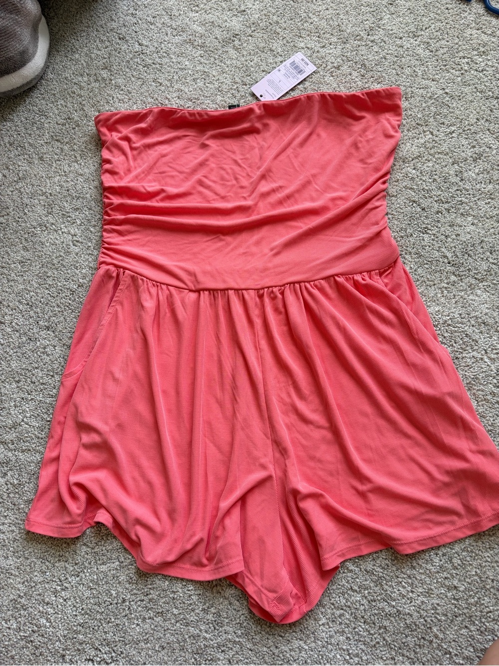 Strapless Coral Romper